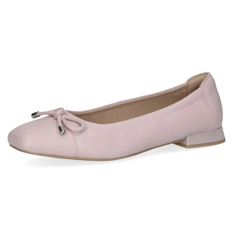 CAPRICE Women Ballet Flats Leather with Block Heel, Pink (Lt.Purple Perl), 8 UK