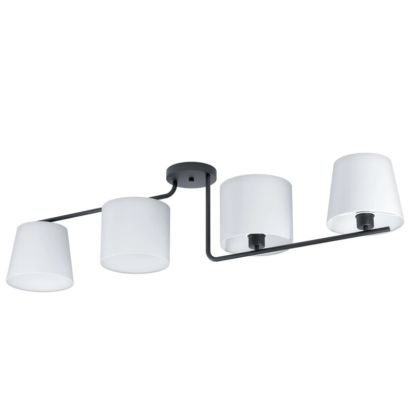 EGLO Marojales 98518 Ceiling Light 1 4 Bulbs Modern Elegant Living Room Lamp Made of Steel and Textile Kitchen Lamp in Black White Hallway Lamp Ceiling with E27 Socket