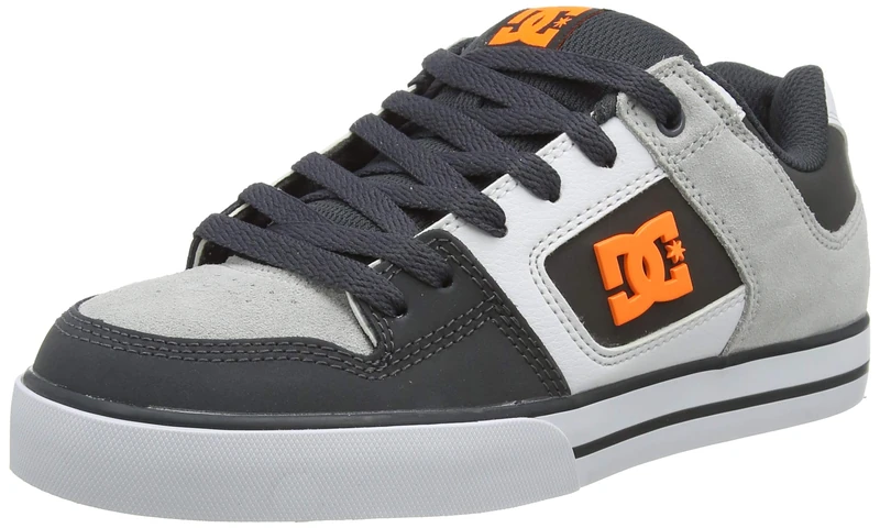 DC Shoes Men's Pure Low-Top Sneakers, (Dark Grey/Orange Go0), 10.5 UK