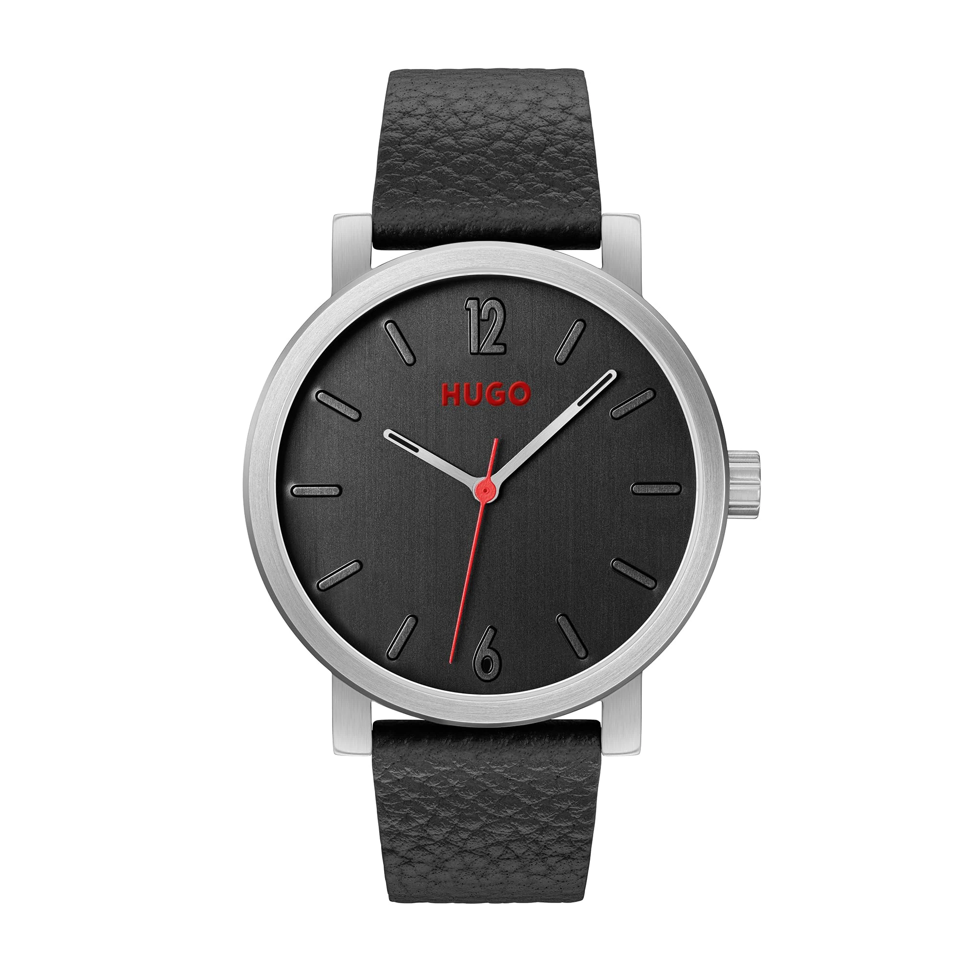HUGO Analogue Quartz Watch for Men #RASE Collection with Black Leather Strap - 1530115
