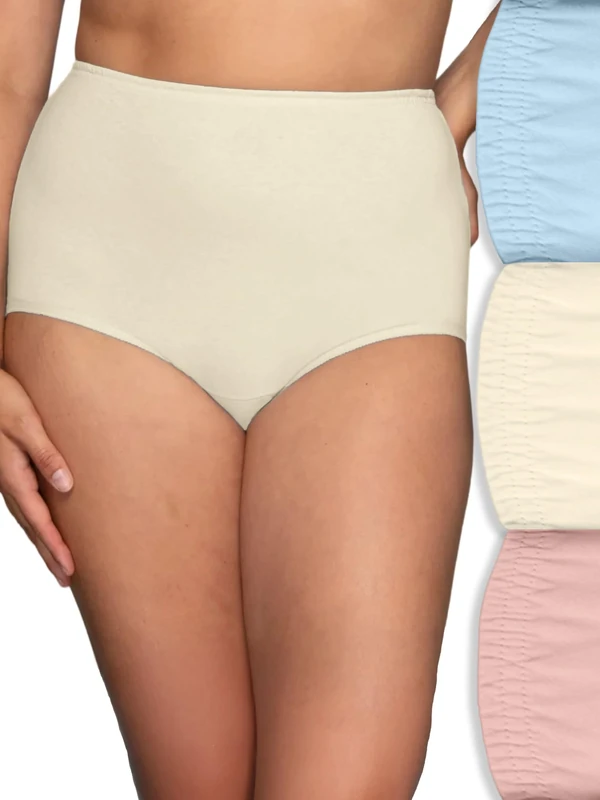 Vanity Fair Women's High Waisted Underwear, Full Coverage Ladies Panties, Perfectly Yours Briefs, Cotton-Pink/Candleglow/Blue, 9 - Image 1
