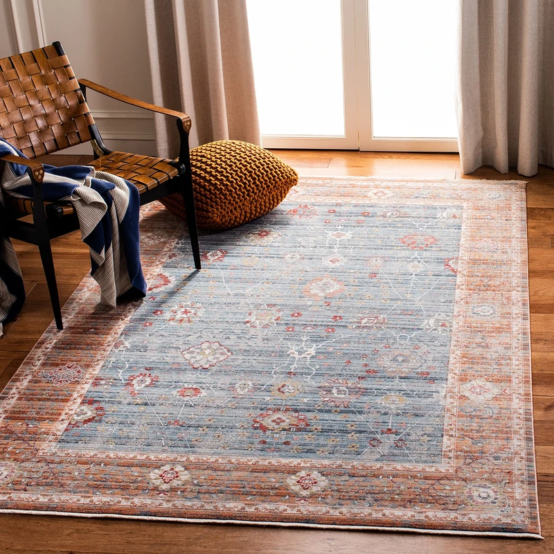 Safavieh Contemporary Classic Indoor Woven Rectangle Area Rug, Kenitra Collection, KRA696, in Blue/Red, 91 X 152 cm for Living Room, Bedroom or Any Indoor Space