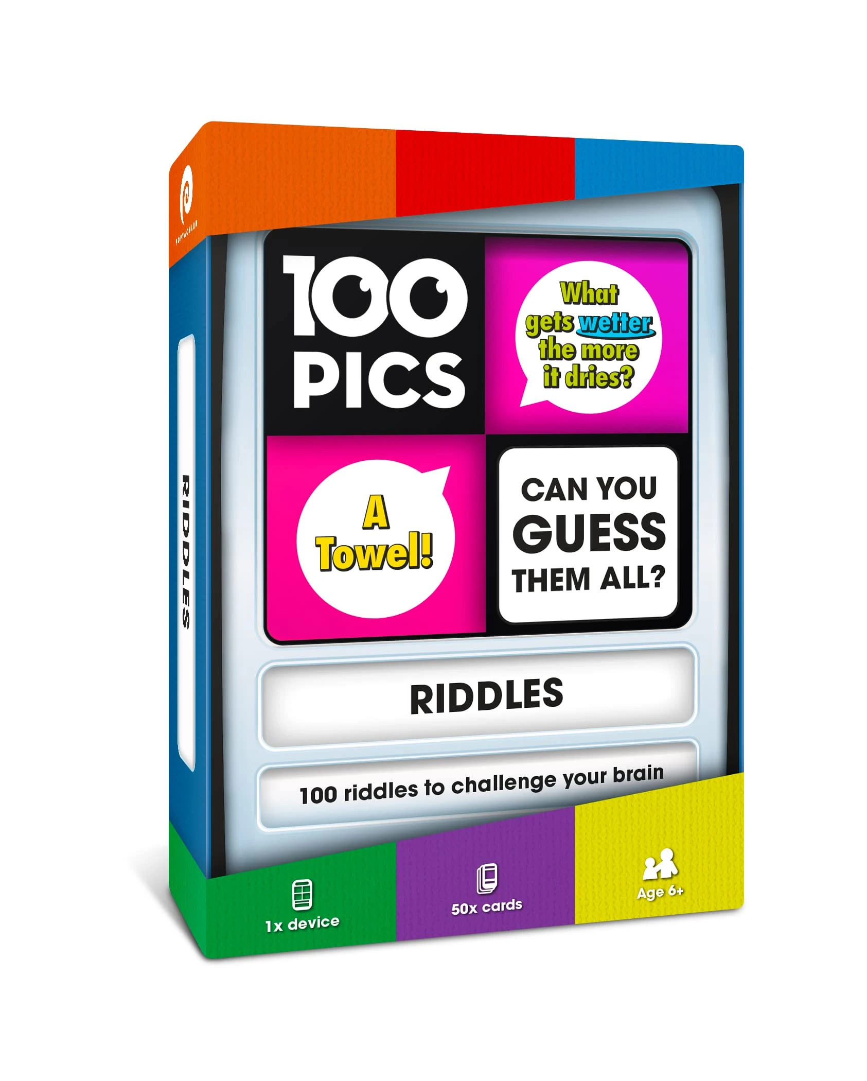100 PICS Riddles - Guess 100 Riddles | Flash Cards with Slide Reveal Case | Travel Game, Gift, Stocking Filler | Fun for Kids and Adults - Play Together | Ages 6+