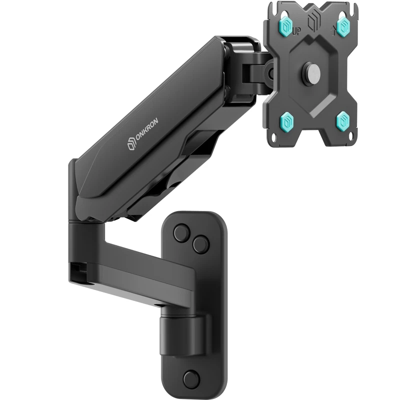 ONKRON Full Motion Monitor Arm Wall Mount for 13" - 34" Screen, Gas Spring Single Monitor Arm up to 8 kg, PC Screen Holder VESA 75x75 - VESA 100x100, Computer Wall Bracket Black G150-B