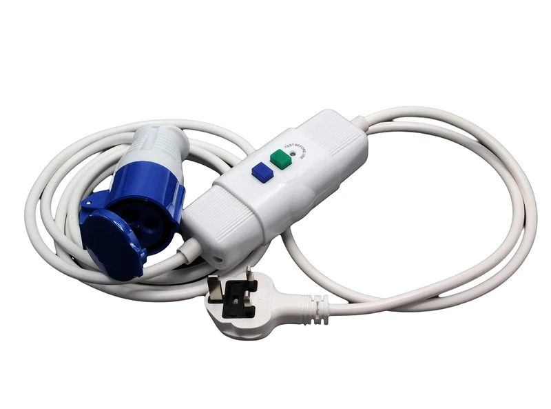 HDIUK 13 Amp UK Plug to 16 Amp CEE Extension Fly lead RCD Protected White (15 Metres)