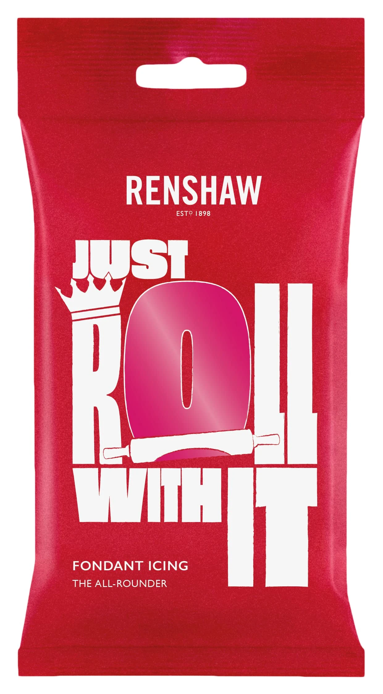 Renshaw Fuchsia Pink Just Roll With It Fondant Icing, 250 g (Pack of 1) - Ready to Roll Icing for Cakes