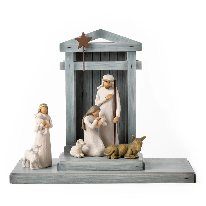 Willow Tree Nativity Deluxe: Starter Figures Plus Crèche, 7-Piece Set
