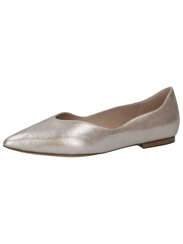 CAPRICE Women's Pointed Leather Ballet Flats, Beige (Taupe Metallic), 5 UK
