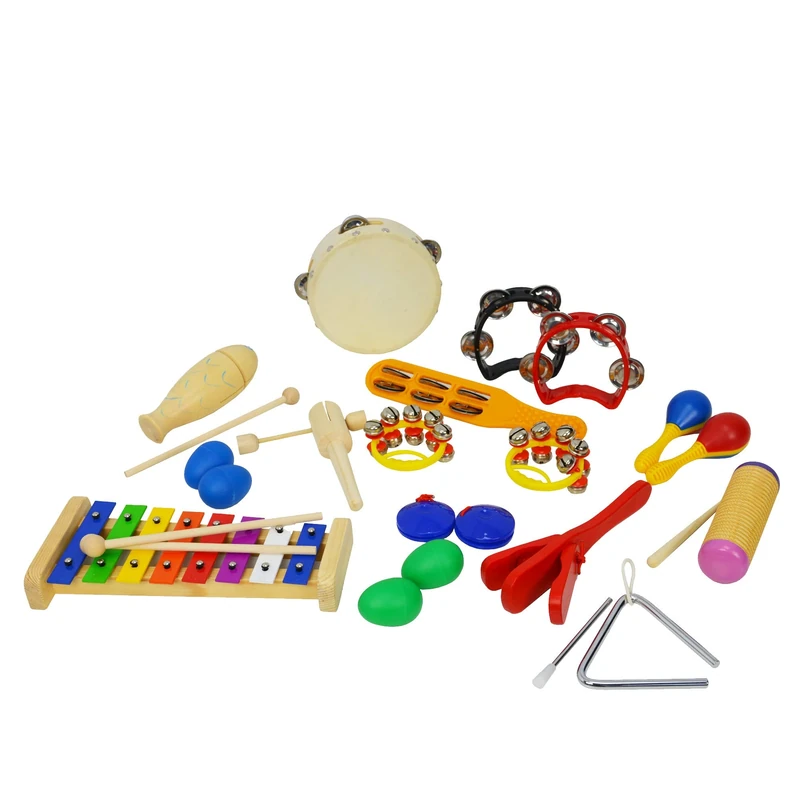 A-Star 21 Piece Percussion Kit with Plastic Storage Tub, Mini Band Percussion Set
