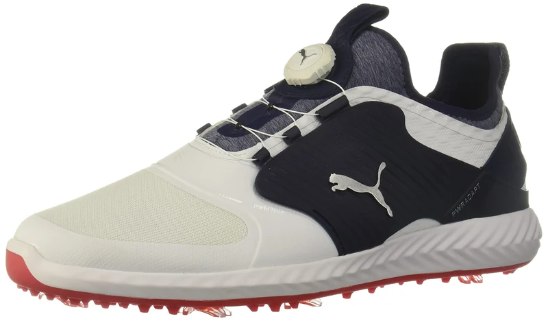 PUMA Men's Ignite Pwradapt Caged Disc Golf Shoe, White Silver-Peacoat, 9 UK - Image 1