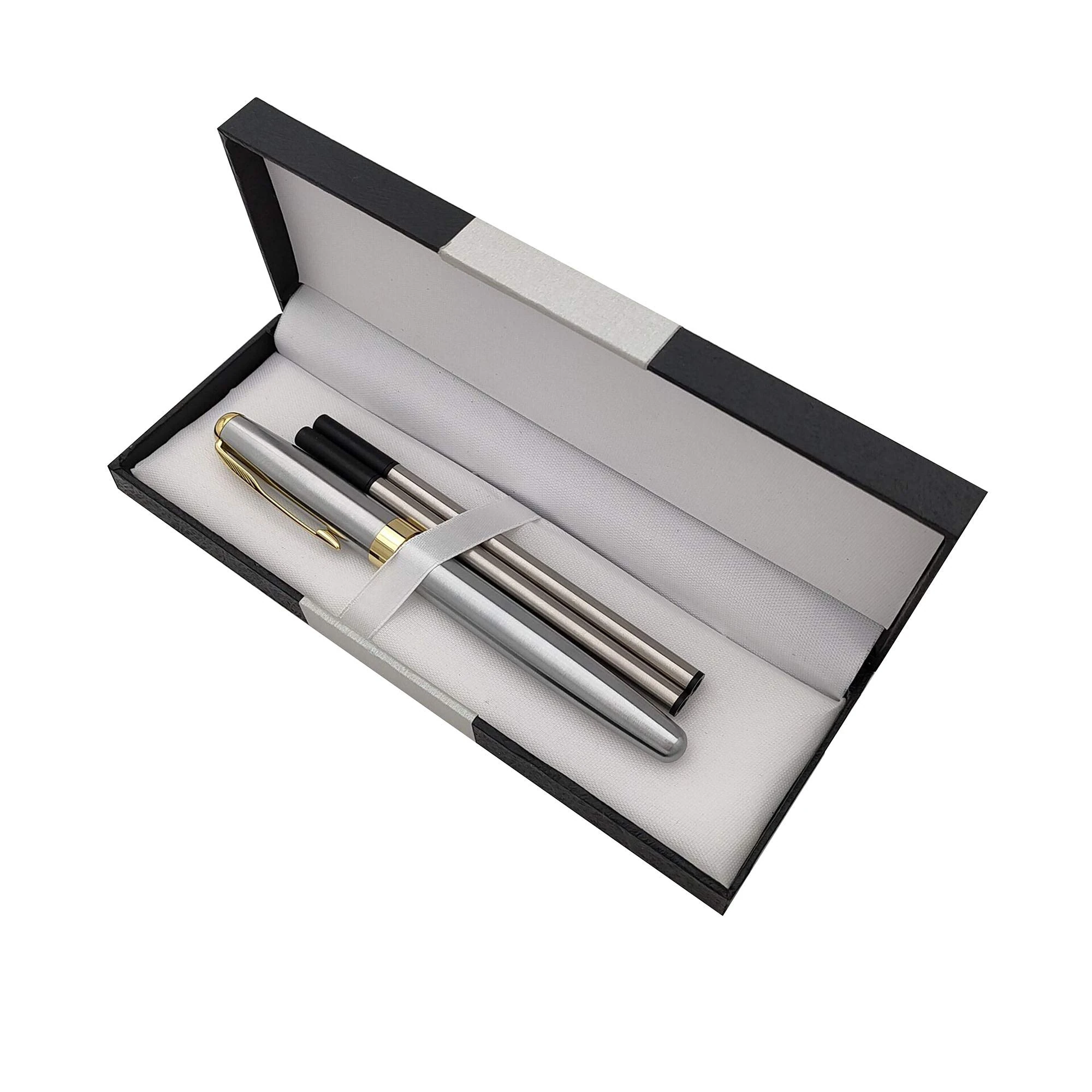 Accod Metal Ballpoint Pen Roller Ballpen Signature Pen with Two Replaceable Black Refills(0.5mm) Nice Gift for Friends Family Colleagues and Business Partners(Silver)