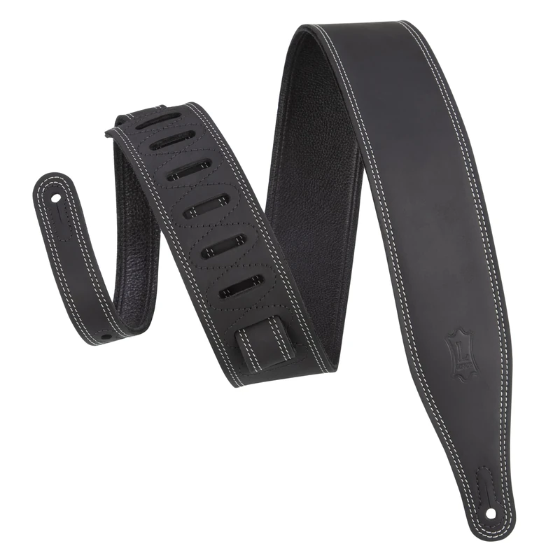 Levy's Leathers Soft Nubuck Leather Strap for Guitar | Width 2 1/2" | Black | (M17BDS-BLK)