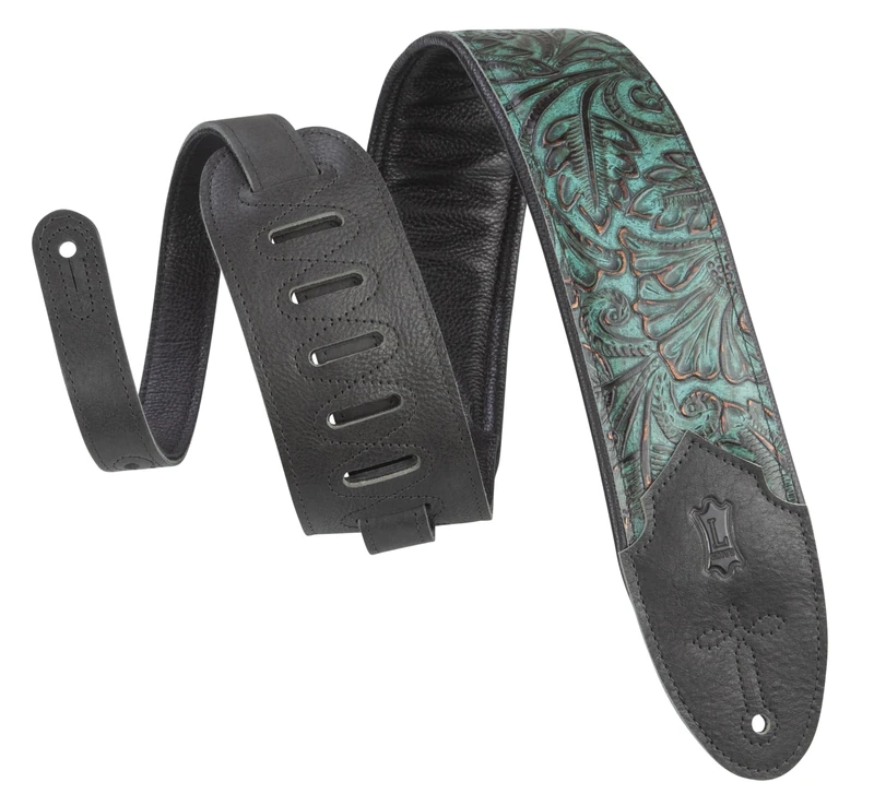 Levy's Leathers Sundance 3" wide Embossed Leather Guitar Strap; Western Series - Palm Jade (M4WP-001)
