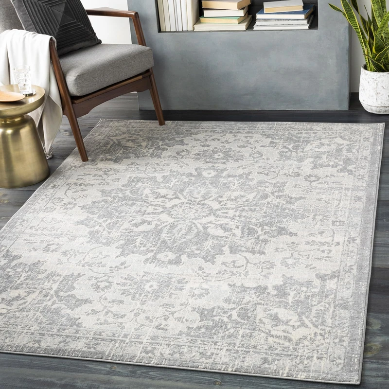Livabliss Kubu Vintage - Area for Living Room 130x180 cm, Bedroom - Scandi Neutral, Traditional Patterned Boho Style, Natural Easy Care Pile - Large, Silver, Grey and Ivory