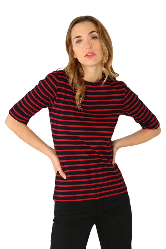 Armor Lux Women's 5409 T-Shirt Not Applicable, Multicolour (Rich Navy/Braise Ii9), X-Small (Manufacturer Size: 0)