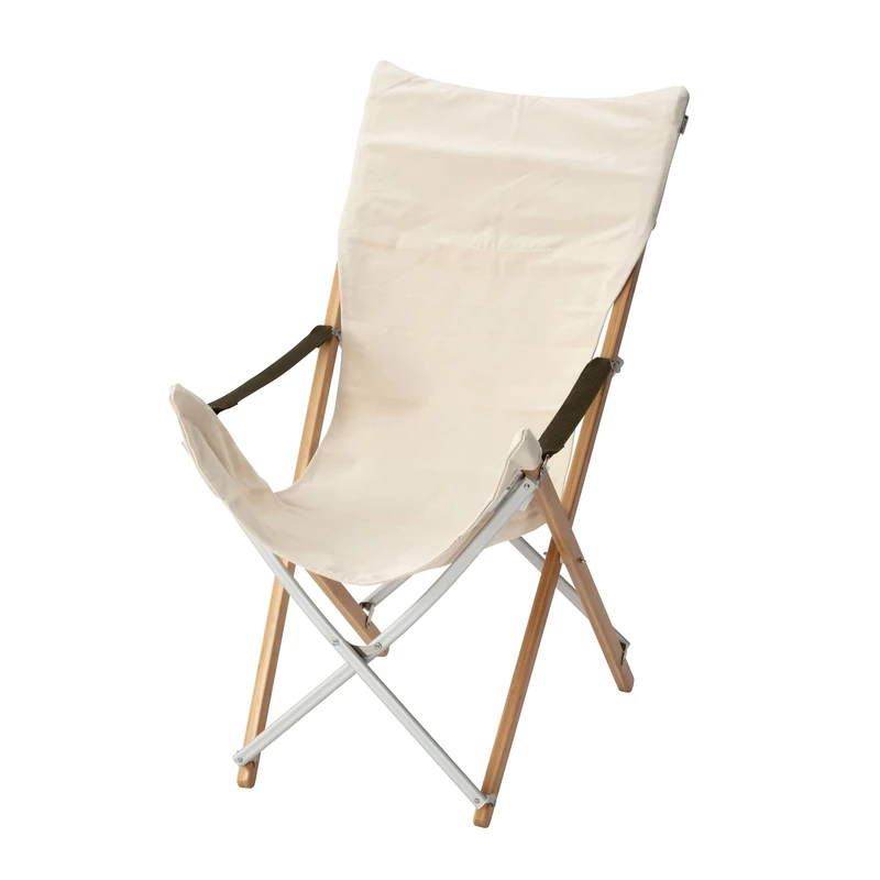Snow Peak Take! Long Camping Chair, One Size, Aluminium Bamboo & Cotton Canvas, foldable and packable camping chair with carry strap for camping & outdoors, Beige