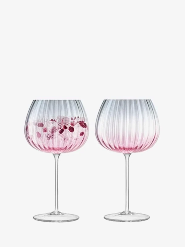 LSA International Dusk Balloon Goblet 650ml Pink/Grey | Set of 2 | Mouthblown & Handmade Glass | Hand Painted | DU04