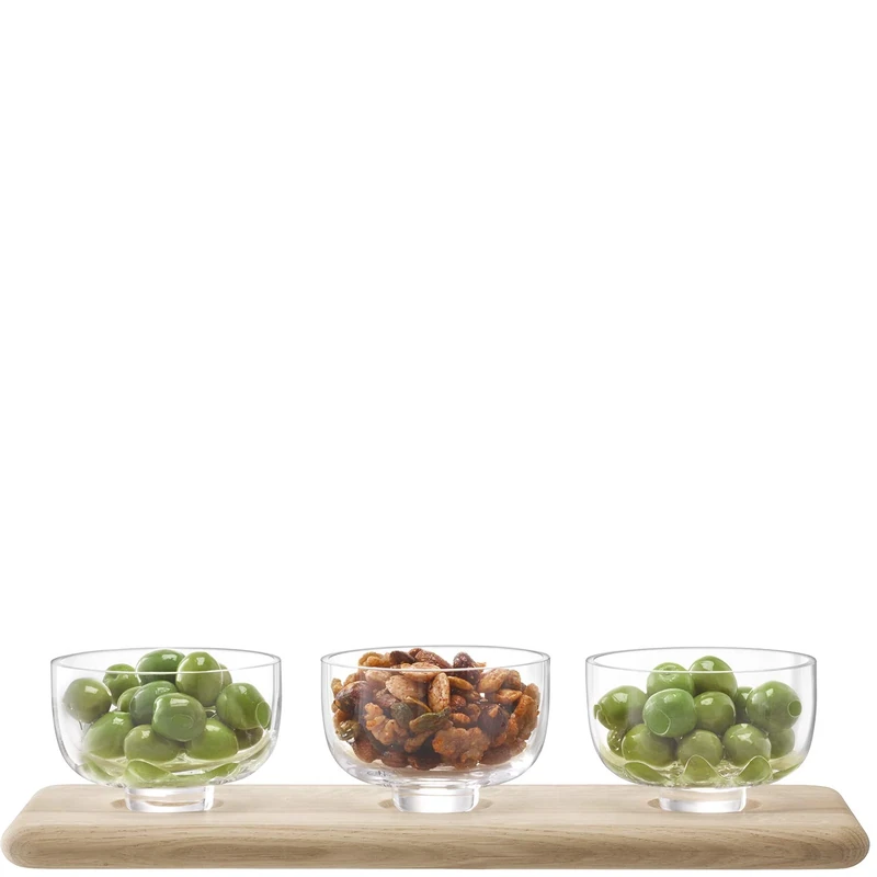 LSA International Trio Bowl Set & Oak Base