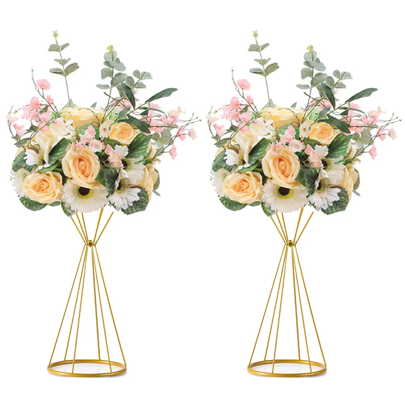 Sziqiqi Gold Centerpieces for Table Wedding Geometric Metal Flower Stands for Centerpiece Tables Metalllic Tall Risers for Tabletop Arrangement Reception 20in Centros de Mesa para Bodas - Image 1