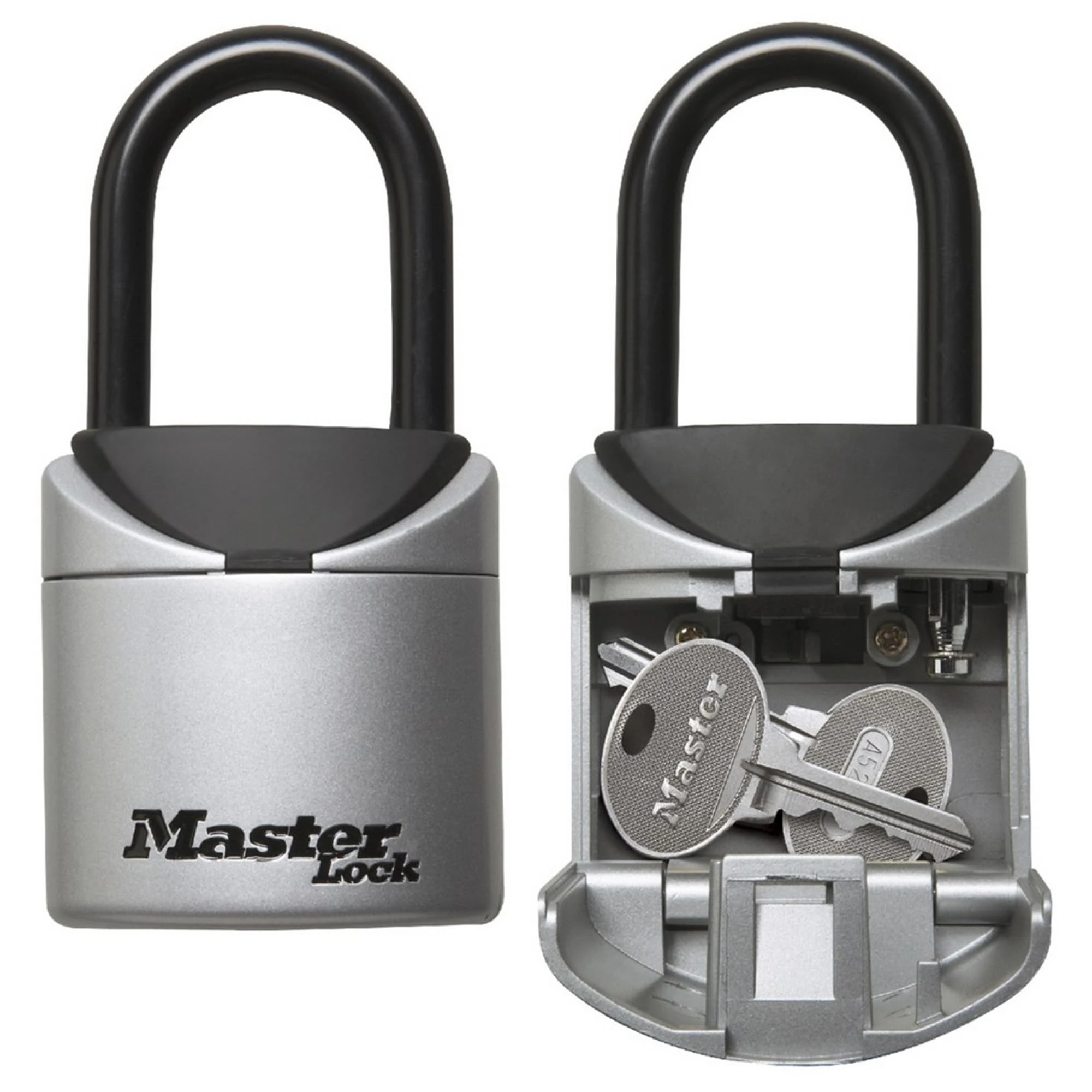 Master Lock Mini Portable Key Safe, 5406EURD, Key Lock Box with Shackle, Gray, 13,5 cm x 7 cm x 3,2 cm