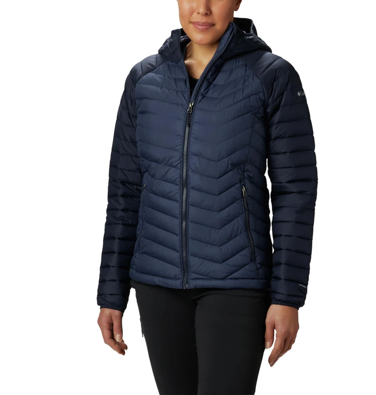 Columbia Women's Powder Lite Hooded Jacket, Hooded Puffer Jacket, Nocturnal/Dark Nocturnal, Size L