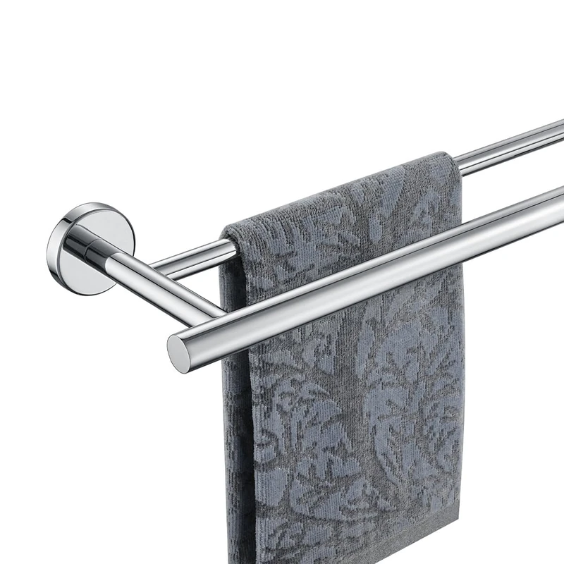 JQK Double Bath Towel Bar, 30 Inch 304 Stainless Steel Thicken 0.8mm Towel Rack for Bathroom, Towel Holder Polished Chrome Wall Mount, 33 in Total Length, TB100L30-CH