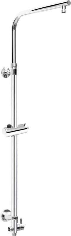 Cornat TECBW3411 Vario Riser Pipe 80-130 cm Height Adjustable Square Shape with Switch and Hand Holder Variable Wall Fixings Rail Head/Shower Arm, Chrome-Plated
