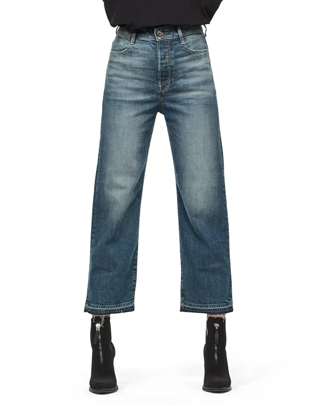 G-Star Women's Tedie Ultra High Straight Ripped Edge Ankle C Jeans, Blue (faded atlas D16797-B767-B137), 31W / 34L