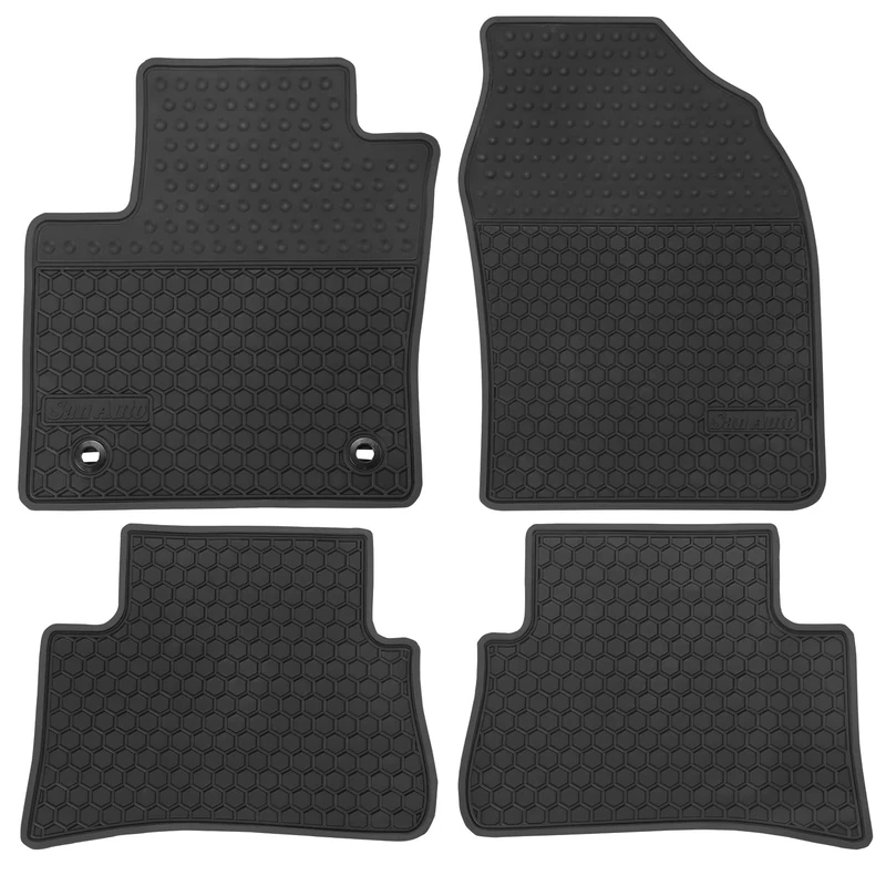 San Auto Car Floor Mats Custom Fit for Toyota C-HR 2018 2019 2020 2021 2022 2023 Full Black Rubber Car Floor Liners Set All Weather Protection Heavy Duty Odorless