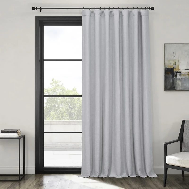 HPD Half Price Drapes Faux Linen Textured Room Darkening Curtains for Bedroom 120 Inches Long (1 Panel), 100W X 120L Extra Wide Curtains for Living Room Home Decor, Heather Grey