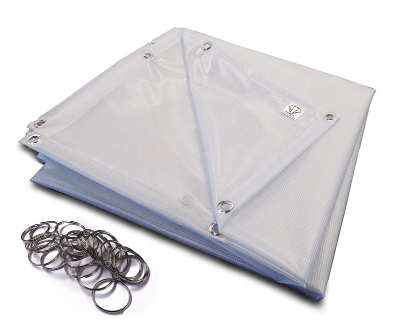 PVC Curtain, Clear, Reinforced, Flame Retardant 1.83 M x 1.22 M (6 ft. x 4 ft.) with Eyelets All Round and 51 mm Split Rings - Image 1