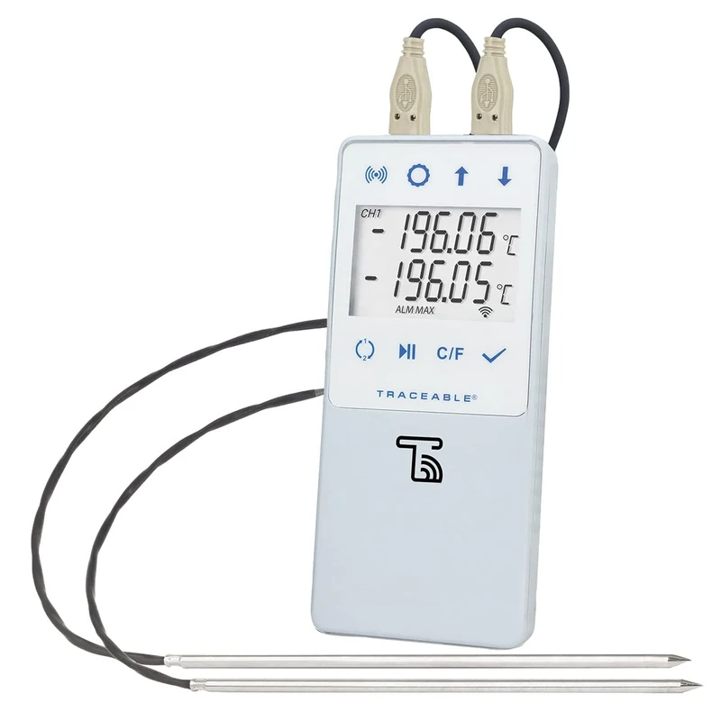Traceable Liquid Nitrogen Wi-Fi Data Logger Compatible with TraceableLIVE® Cloud Service; 2 SS Probes