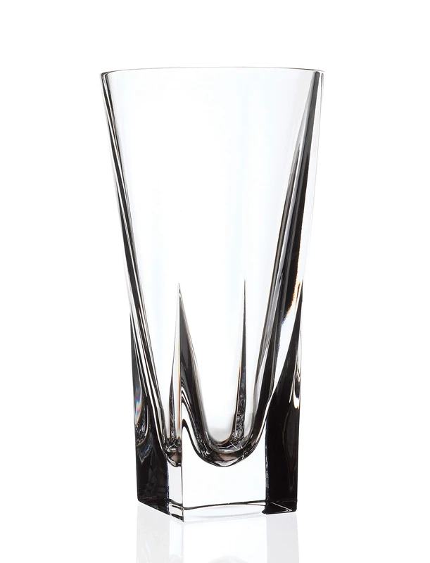 Barski Vase - Square Bottom - Round Opening Glass Vase - for Flowers - Roses - Glass Crystal - 10" H Made in Europe