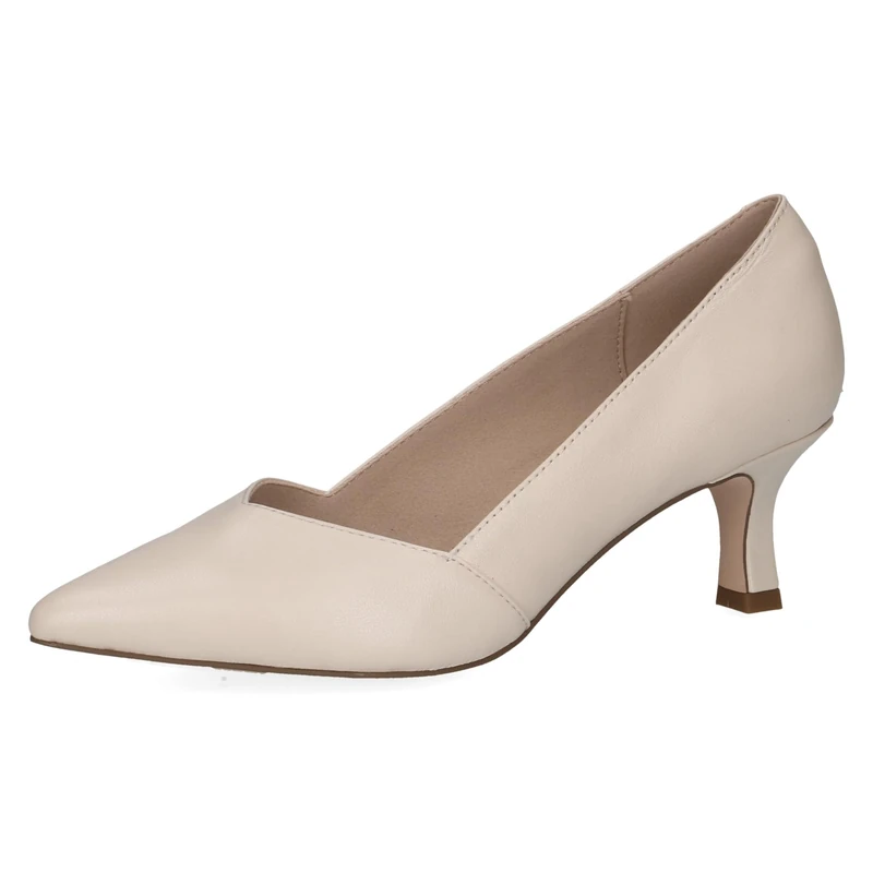 CAPRICE Women's Pointed Leather Pumps, Cream (Cream Perlato), 5.5 UK