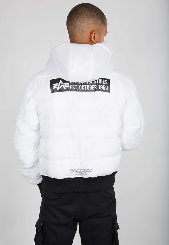 Alpha Industries Men's Hooded Puffer FD Rev. Bomber Jacket, New Navy, S