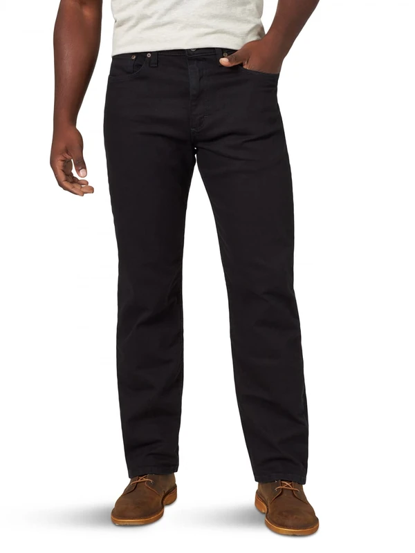 Wrangler Authentics Men's Classic 5-Pocket Relaxed Fit Jean, Black Flex, 44W x 34L