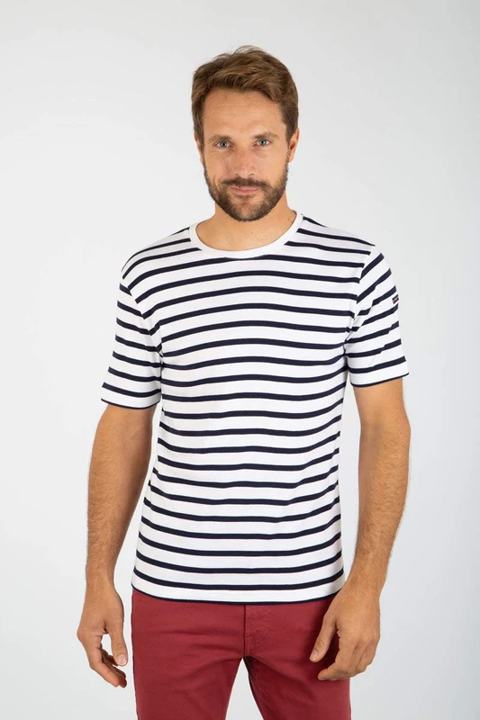 Armor Lux Men's Morgat T-Shirt, Multicolour (Blanc/Navire 400), Small