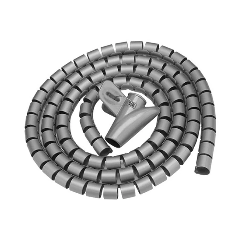 5M Spiral Wrap Tube Cutable Flexible Cable Tidy Tube Cord Protector Cable Organizer for TV PC Wire Manage and Organize (20mm, Grey)