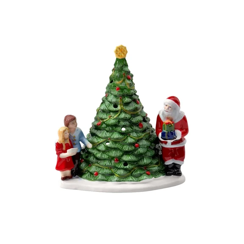 Villeroy & Boch Christmas Toys Santa on the Tree, Hard Porcelain, Wax, Green/Multi-Colour 20 x 17 x 23 cm(One Size)