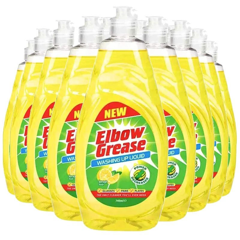 12 x Elbow Grease Washing Up Liquid 740ml Remove Stubborn Food Deposits in No Time