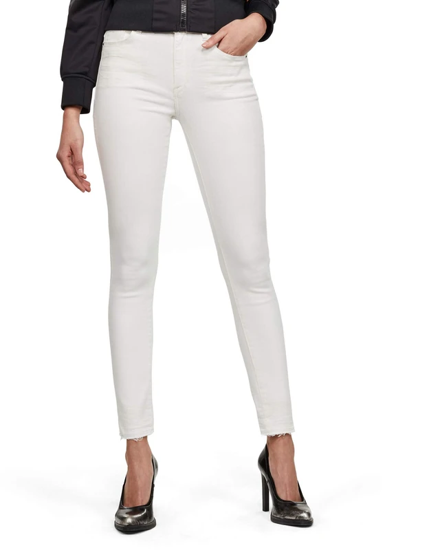 G-Star Women's 3301 High Skinny Ripped Edge Ankle Jeans, White (white D16798-C267-110), 24W / 32L