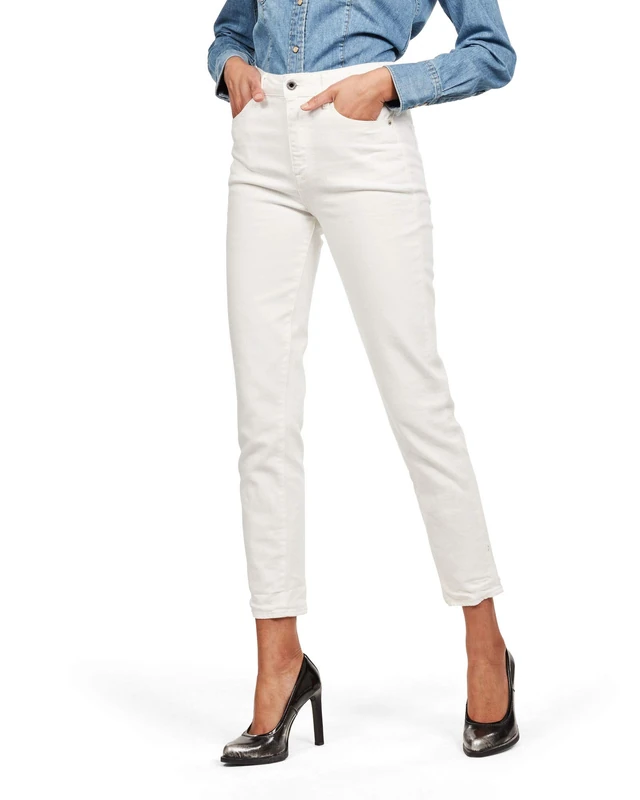 G-Star Women's 3301 High Straight 90's Ankle Colored Jeans, White (3D milk D09988-C050-B144), 26W / 32L