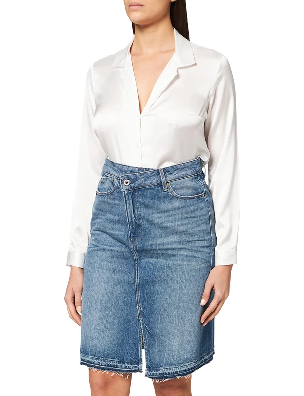 G-Star Women's Joci Skirt Ripped edge Skirt, Blue (Faded shore D16819-8973-B377), 24