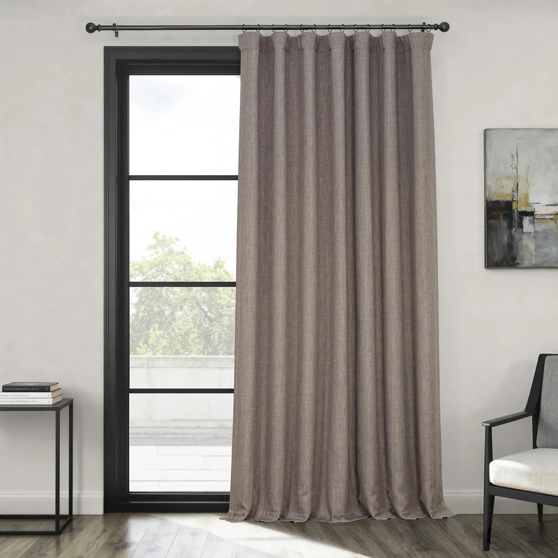 HPD Half Price Drapes Extra Wide Linen Room Darkening Curtain (1 Panel) 100 X 96, BOCH-LN18511-96-DW, Mink