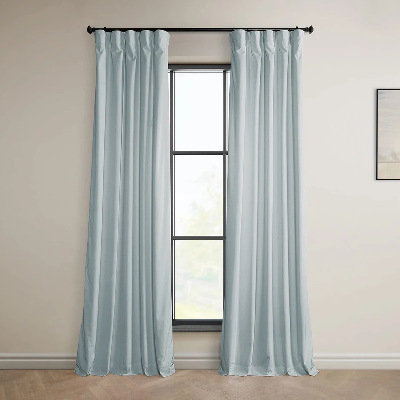 HPD Half Price Drapes Heritage Plush Velvet 120 Inches Long Darkening Curtains for Bedroom & Living Room 50W x 120L, (1 Panel), Aquarius Blue, 50" W x 120" L (Pack of 1)