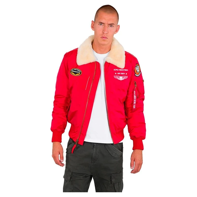 ALPHA INDUSTRIES Men's Injector III Air Force Jacket, Speed red, S