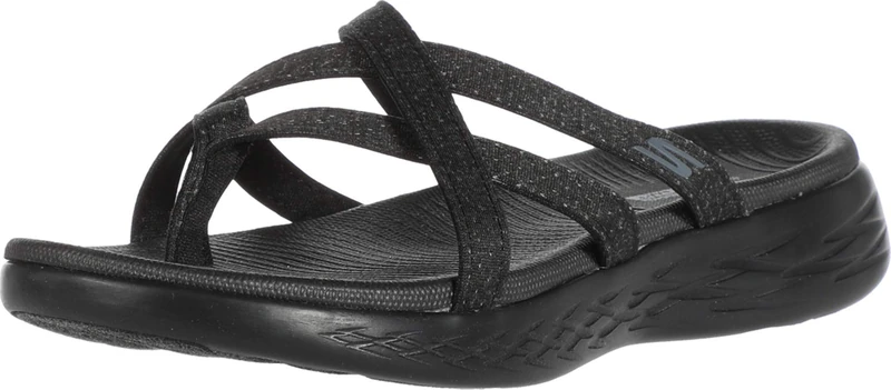 Skechers Women's ON-The-GO 600-140004 Flat Sandal, Black/Grey, 2 UK