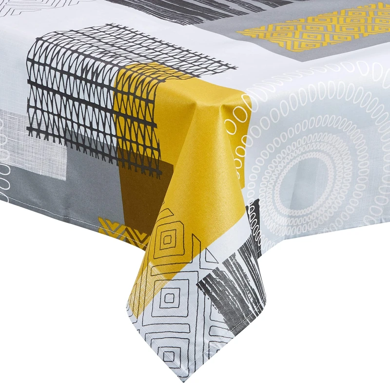 Nydel Magic Ethnic Tablecloth with Acrylic Coating, Cotton, Granite, 160 x 300 cm