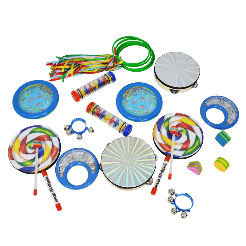 A-Star 21 Piece Sensory Development Percussion Set with Storage Box, Educational Therapy Musical Instruments for Children