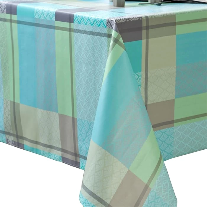 Nydel Tablecloth Palm Stain Resistant PVC Coating, Polyvinyl Chloride Cotton, Azure Blue, 160 x 300 cm